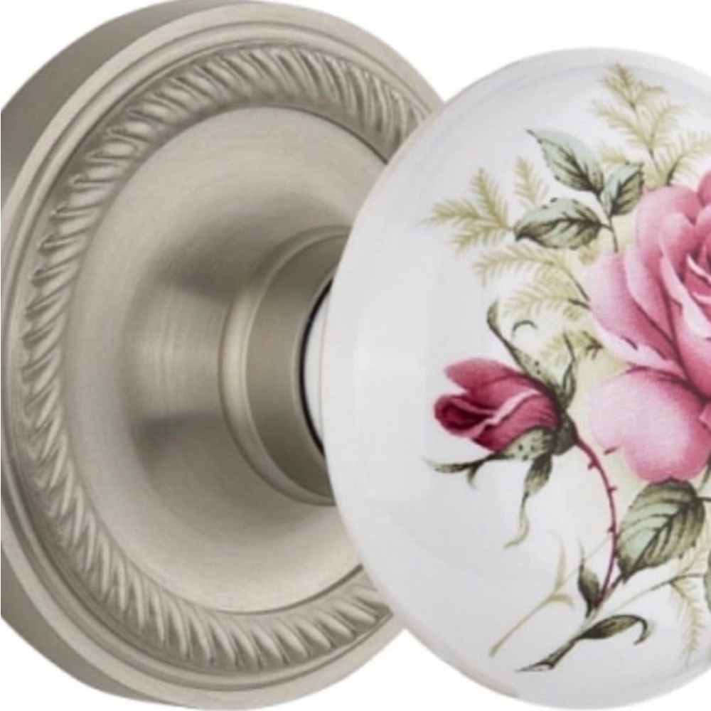 Pink and Green Floral Ceramic Knob with Elegant Design